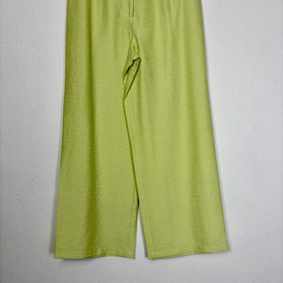 JOA Belted Crop Wide Leg Trouser Pants In Light Lime Green Size: Medium - Picture 4 of 12
